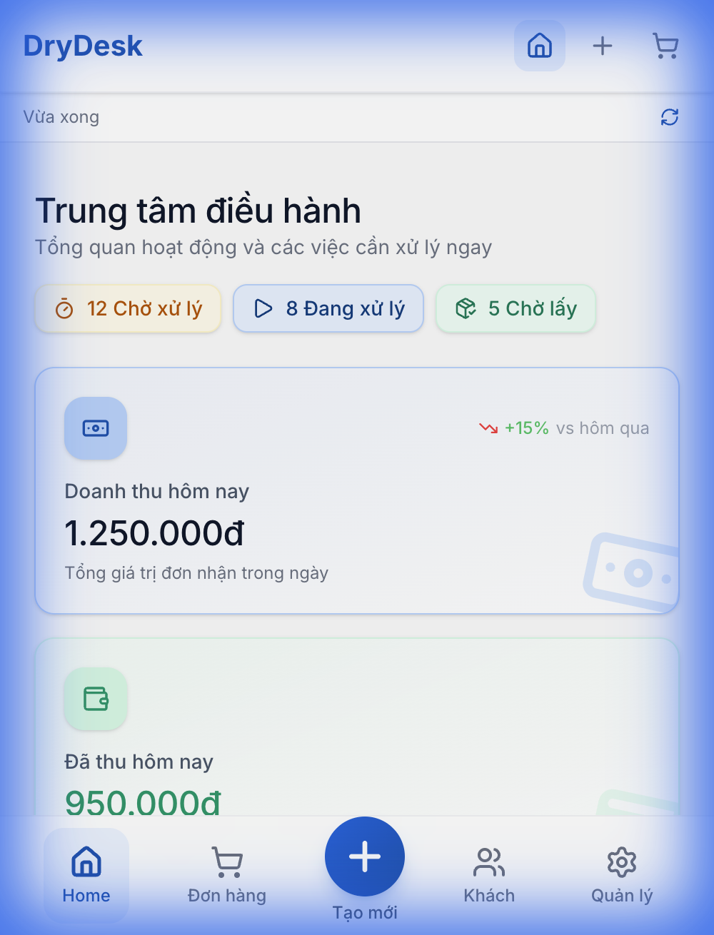 Phần mềm quản lý cửa hàng giặt là DryDesk phiên bản di động