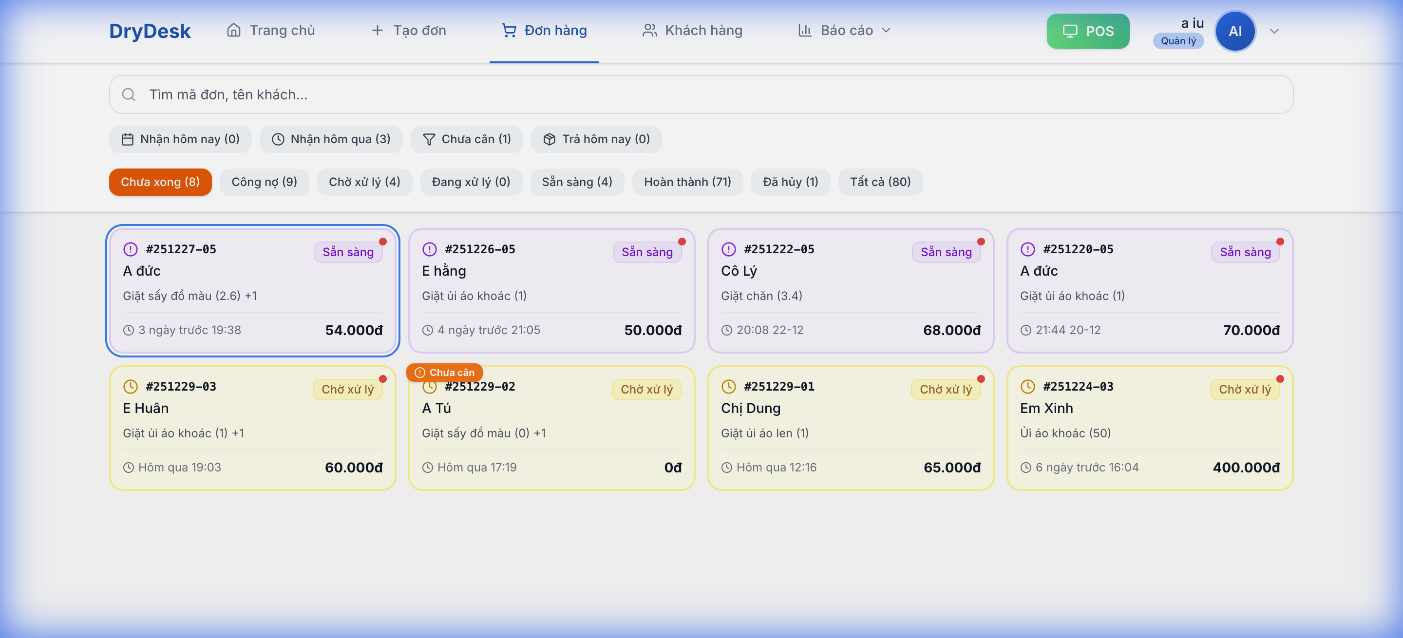 DryDesk Orders Mobile - Quản lý đơn hàng trên điện thoại
